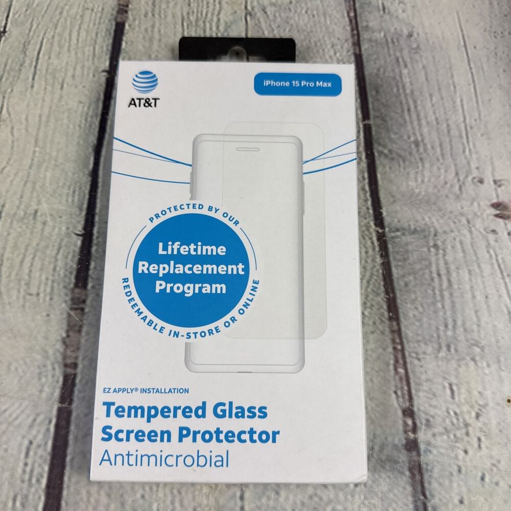 AT&T Tempered Glass Antimicrobial Screen Protector - iPhone 15 Pro Max
